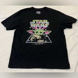 Star Wars Black T-Shirt with Baby Yoda Graphic
